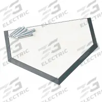 CHAMPION SPORTS Home Plate: Black/White, Rubber, 16 in Overall Lg, (5) Metal Spikes, 1 in Overall Ht (MPN 85). Key specifications — Material: Rubber; Brand: CHAMPION SPORTS; Includes: (5) Metal Spikes; Color: Black.
