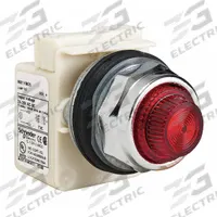 SCHNEIDER ELECTRIC Pilot Light: 30 mm Panel Mounting Size, Red, Incandescent, 9001K Series (MPN 9001KP35R31). Key specifications — Series: 9001K; Brand: SCHNEIDER; Includes Push-To-Test: No Push-To-Test Included.
