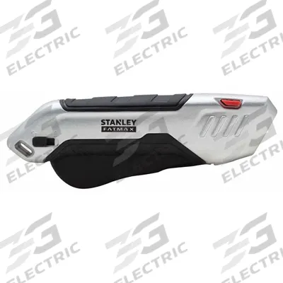 STANLEY Safety Knife: 6 in Overall Lg, Rubberized, 1/2 in Overall Wd, Metal/Rubber - Fully Automatic Retracting Utility Knives
