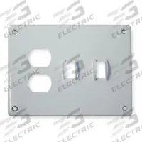 HUBBELL Wall Plate: Combo, 3 Gang, White, Std Size (MPN SWP28). Key specifications — Brand: HUBBELL; Material: Steel.