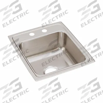 JUST MANUFACTURING Bowl Drop-In Sink: 20 in Overall Lg, 17 in Overall Wd, 7 5/8 in Bowl Dp - One-Bowl Counter-Mounted Kitchen & Bar Sinks without Faucets