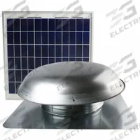 Attic Exhaust Fan: Roof Mount, Solar, Max. 1,600 sq ft Attic, 1,000 cfm Max., Manual, Steel (MPN CXSOLRFMILUPS). Key specifications — Includes: Solar Panel; Includes Humidistat: No; Includes Shutter: No; Includes Thermostat: No; Mounting Location: Roof; Nameplate Voltage: 18V DC; Housing Color: Mill; High-Efficiency Motor: Yes.