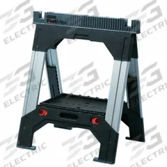 STANLEY Adjustable Folding Sawhorse: Adj Ht, Plastic, 26 4/5 in Overall Wd (MPN 011031S). Key specifications — Height Adjustability: Adjustable Height; Height Adjustment Mechanism: Slide Mechanism; Brand: STANLEY; Portability: Fold-Up Legs; Top Material: Plastic; Included Components: No Additional Components; Expandable Work Surface: Yes; Clamping System: None.