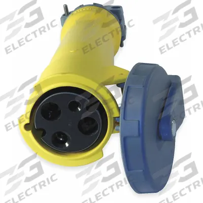 HUBBELL Pin and Sleeve Connector: Yellow, 125V AC, Single Phase, 100 A, 2 Pole - Washdown-Rated Connectors