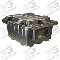 QUICKCABLE Battery Box: Commercial Vehicles/Std Vehicles, 14 in Inside Lg, 15 in Inside Wd, Plastic (MPN 120215-360-001). Key specifications — Removable Lid: Yes; Closure Type: Thumb Screws; Brand: QUICKCABLE; Fits Battery Size Group: Dual Group 27; Battery Box Material: Plastic.