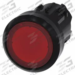 SIEMENS Flush Push Button: Red, 22 mm Mounting Size, Non-Metallic, Maintained (MPN 3SU1001-0AA20-0AA0). Key specifications — Brand: SIEMENS; Action: Maintained; Series: 3SU; Push Button Material Type: Non-Metallic.