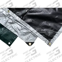 MAURITZON Tarp: 14.75 ft Lg, 11.67 ft Wd, Heavy Duty, 12 mil, Polyethylene, Black/Silver, Waterproof (MPN TTS-12000-1215). Key specifications — Color: Black; Brand: MAURITZON.