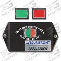 SECURITRON Exit Push Button: 4 1/2 in Ht, 5/8 in Dp, 3 in Wd, ADA Compliant, Green/Red, Green/Red (MPN PB3ER). Key specifications — Color: Green; Product Type: Exit Push Button; Operation Type: Push Button; ADA Compliant: Yes; Brand: SECURITRON.