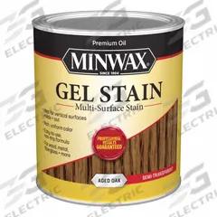 MINWAX Wood Stain: Wood Stain, Interior, Oil, 1 qt Container Size, Fiberglass/Metal/PVC/Wood, Minwax (MPN 66020000). Key specifications — Brand: MINWAX; Transparency: Semi-Transparent; Use Location: Interior; Sub-Brand: Minwax; Color: Aged Oak.