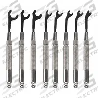 MOODY TOOL Open End Wrench Set: Alloy Steel, Steel Plated, 8 Tools, 30° Opening Angle (Deg.) (MPN 58-0161). Key specifications — attr309745: No; attr309746: Vinyl Pouch; attr309754: Steel Plated; attr309753: Alloy Steel; attr324938: MOODY TOOL.