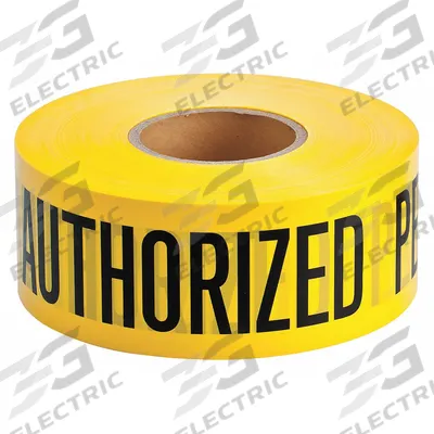 APPROVED VENDOR Barricade Tape: 1,000 ft Lg, 3 in Wd, Authorized Personnel Only Legend - Restricted Access Messaging Barrier Tape