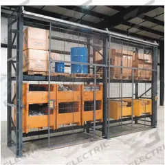 WIRECRAFTERS Enclosure Kit: 3 Bays, 144 in x 48 in x 144 in, 10 ga, Steel, Powder Coated, Gray (MPN RE121248SD3). Key specifications — Brand: WIRECRAFTERS; Material: Steel; Includes: Overhead Track; Includes Hardware: Yes; Finish: Powder Coated; Color: Gray.