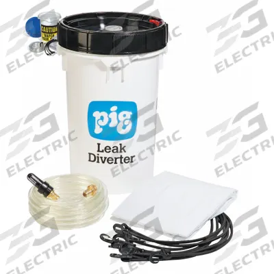 PIG Leak Diverter Tarp Kit: 5 ft Lg, 5 ft Wd, Straps Leak Diverter Mounting - Under the Ceiling Leak Diverters