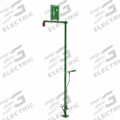 HUGHES SAFETY Plumbed Shower: Floor Mnt, Plastic Sprayhead, Galvanized Steel Pipe, Silver, SD18G. Key specifications — Brand: HUGHES SAFETY; Activation: Pull Handle.