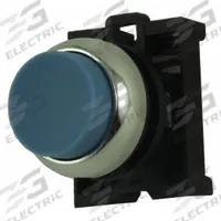 EATON Extended Push Button: Blue, 22 mm Mounting Size, Metallic, Momentary (MPN M22M-DH-B). Key specifications — Brand: EATON; Action: Momentary; Series: M22; Push Button Material Type: Metallic.