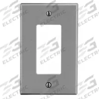 HUBBELL Wall Plate: Decorator-Rocker, 1 Gang, Gray, Std Size (MPN P26GY). Key specifications — Brand: HUBBELL; Material: Polycarbonate.