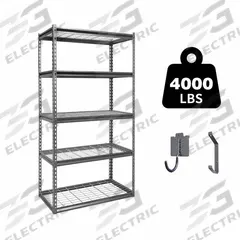 APPROVED VENDOR General Purpose Boltless Metal Shelving: Standalone, Heavy Duty, 36 in x 18 in, Open (MPN B-ATLAS361872-5D800). Key specifications — attr54754: Powder Coated; attr59549: 4000 lb; attr17396: Steel; attr17398: Dark Grey; attr17401: Standard; attr35179: APPROVED VENDOR; attr54753: Heavy Duty; attr59360: Open.