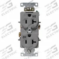LEVITON Duplex Receptacle Outlet: Duplex, 5-20, Gray, 125V AC, 20 A, 2 Pole / 3 Wire (MPN WBR20-GY)