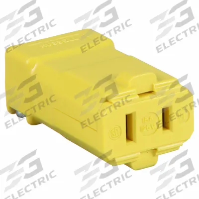 HUBBELL Straight Blade Connector: 1-15R, 125V AC, 15 A, 2 Pole, 2 Wire, Yellow (MPN HBL5869VY) - Hinged Connectors