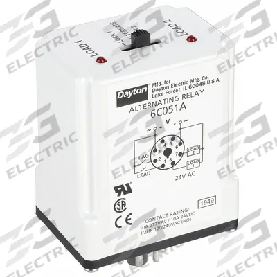 Dayton Alternating Relay: Socket Mount, 24V AC, 8 Pin - Socket-Mounted Alternating Relays