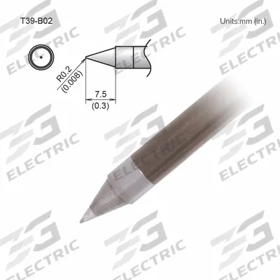 HAKKO Soldering Tip: T39 Series, Conical, 0.2 mm W - T39 Series Soldering Tips