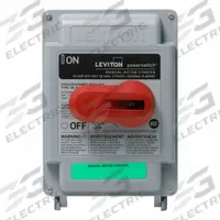 LEVITON Disconnect Switch: Non-Fusible, 40 A, Single or Three Phase, 600V AC, Non-Metallic (MPN MS4X-403). Key specifications — Environment: Indoor/Outdoor; Phase: Single or Three; Housing Material: Thermoplastic; Standards: UL508; Brand: LEVITON; For Environment: Indoor & Outdoor Rated.