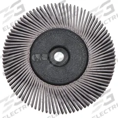 SCOTCH-BRITE Radial Bristle Brush: Type A, 6 in Dia x 1/2 in Wd, 1 in Arbor, Ceramic, 36 Grit, Brown (MPN 61500151446). Key specifications — Brand: SCOTCH-BRITE.