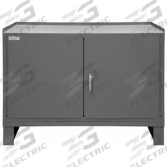 DURHAM MFG Cabinet Workbench: Steel, 48 in x 24 in, 2,000 lb Overall Load Capacity, Gray (MPN 3403NVSLF-95). Key specifications — Assembly: Fully Assembled; Brand: DURHAM MFG.