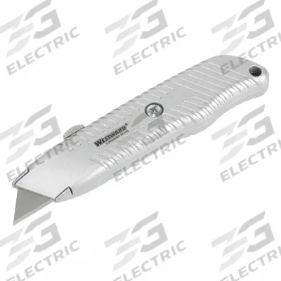 WESTWARD Utility Knife: 6 in Overall Lg, Steel Std Tip, Aluminum, Silver - Retracting Utility Knives