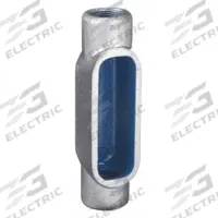 Conduit Outlet Body: Iron, 1/2 in Trade Size, C Body, 4 cu in Body Capacity, Threaded Hub (MPN C17). Key specifications — Finish: Zinc Plated with Powder Coated; For Use With: IMC; Brand: THOMAS & BETTS; Hub Style: Threaded.