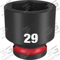 MILWAUKEE Standard Impact Socket: 1/2 in Drive Size, Metric, 29 mm Socket Size, 6-Point, Std (MPN 49-66-6261). Key specifications — attr1215501: MILWAUKEE; attr1215515: Black Phosphate; attr1215518: 29 mm.