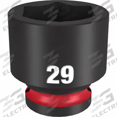 MILWAUKEE Standard Impact Socket: 1/2 in Drive Size, Metric, 29 mm Socket Size, 6-Point - 1/2" Drive Impact Sockets
