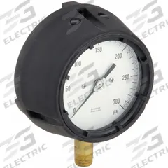 APPROVED VENDOR Industrial Pressure Gauge: 0 psi to 300 psi, White, 4 1/2 in Dial, 1/2 in NPT Male (MPN 36JV32). Key specifications — Brand: APPROVED VENDOR; Accuracy: ±1.0%; Dial Color: White; Gauge Wetted Parts: Brass / Bronze; Case Material: Plastic; Vibration Resistance Properties: None; Pressure Range: 0 psi to 300 psi.