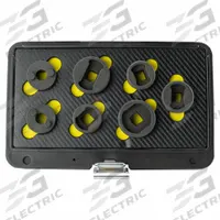 ESCO/EQUIPMENT SUPPLY CO Leaf Spring Pin Remover Installer: 1/2 in Impact Gun (MPN 40312). Key specifications — Brand: ESCO/EQUIPMENT SUPPLY CO; Application: Class 6 to 8 Transportation Equipment; For Use With: 1/2 in Impact Gun; Includes: Heavy Duty Case with Seven Specialty-Designed Sockets; Material: Chromium-Molybdenum Steel; Tool Type: Shackle Pin Remover & Installation Master Set; Vehicle Make: Kenworth.
