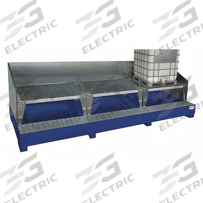 DENIOS Dispensing Station: 15 ft L x 6 1/16 ft x x 61 in, 385 gal Spill Capacity - IBC Tote Dispensing Systems