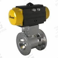 SHARPE Pneumatically Actuated Two-Way Ball Valve: 6 in, CF8M Stainless Steel, Flange x Flange (MPN 4350034580). Key specifications — Brand: SHARPE; Pilot Solenoid Voltage: Not Included.