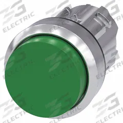 SIEMENS Extended Push Button: Green, 22 mm Mounting Size, Metallic, Momentary (MPN 3SU1050-0BB40-0AA0). Key specifications — Brand: SIEMENS; Action: Momentary; Series: 3SU; Push Button Material Type: Metallic.