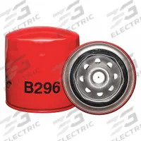 BALDWIN FILTERS Oil Filter: B296, 5/8"-18 Thread Size, 3 7/8 in Overall Ht, 3 11/16 in Outside Dia. Key specifications — Baldwin Interchange: B296; Brand: BALDWIN FILTERS; Compatible Vehicle Make: Clark; Includes: Flow Control Orifice; Media Material: Cellulose.