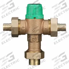 WILKINS Thermostatic Mixing Valve: 3/4 in Inlet Connection Size, 3/4 in Outlet Connection Size (MPN 34-ZW1017XL2PEX1C). Key specifications — attr1037830: Inlet Strainers; attr1037827: WILKINS.