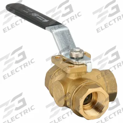 BONOMI Manual Three-Way Ball Valve: 1 in, Brass, T Flow, FNPT x FNPT x FNPT - T-Port Brass Ball Valves