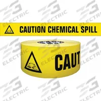 APPROVED VENDOR Barricade Tape: 500 ft Lg, 3 in Wd, Caution Chemical Spill Legend, Polypropylene (MPN B354Y340-200). Key specifications — Tape Message: Caution Chemical Spill; Message Color: Black; Brand: APPROVED VENDOR.