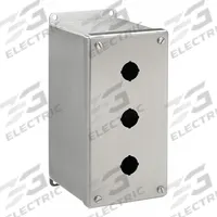 HOFFMAN Push Button Enclosure: 30mm, 4 Holes, 304 Stainless Steel, NEMA 4X (MPN E4PBXSS). Key specifications — attr211299: HOFFMAN; attr1043605: Washdown-Corrosion-Resistant.
