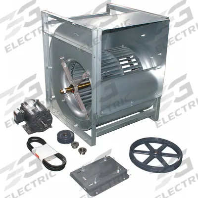 Dayton Blower: 20 in Wheel Dia, Belt Drive, Includes Drive Pack, 7 1/2 hp, 230/460V AC - Belt-Drive Blowers with Drive