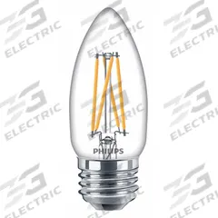 PHILIPS Compact LED Bulb: Medium Screw (E26), LED, (B) Bullet, B11, 5.5 W Watt, 500 lm Light Output (MPN 5.5B11/PER/927-922/CL/G/E26/WGX 1FB T20). Key specifications — attr233510: B11; attr233525: 120V AC; attr233549: Clear; attr518949: 2300K; attr239859: PHILIPS.