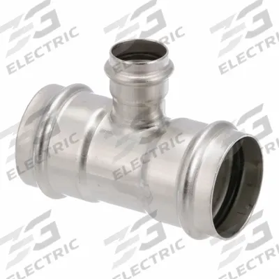 VIEGA PROPRESS Crimp Tee Fitting: 2 in CTS x 2 in CTS x 1 in CTS Size - Potable Water Stainless Steel Press Fittings