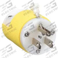 HUBBELL Straight Blade Plug: 5-15P, 125V AC, 15 A, 2 Pole, 3 Blade, Yellow (MPN HBL52CM80C)
