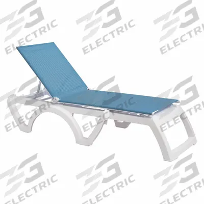 GROSFILLEX Chaise Lounge: Sky Blue, Polyester Fabric, White, 1 Chairs, 14 in Chair Ht - Lounge Chairs