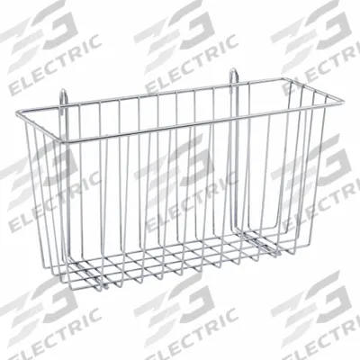 METRO Wire Basket: 13 3/8 in x 5 in x 7 in, 20 lb Load Capacity, Steel, Chrome - Snap-On Hanging Shelf Baskets for Wire Shelving
