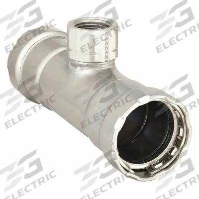 VIEGA MEGAPRESS Crimp Tee Fitting: 1 1/2 in Pipe x 1 1/2 in Pipe x 1/2 in Pipe Size, Steel - Steel Press Pipe Fittings