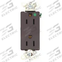 BRYANT Receptacle: Hospital Grade, Decorator Duplex, 5-20R, Brown, 125V AC, 15 A, 2 Pole / 3 Wire (MPN 9200)